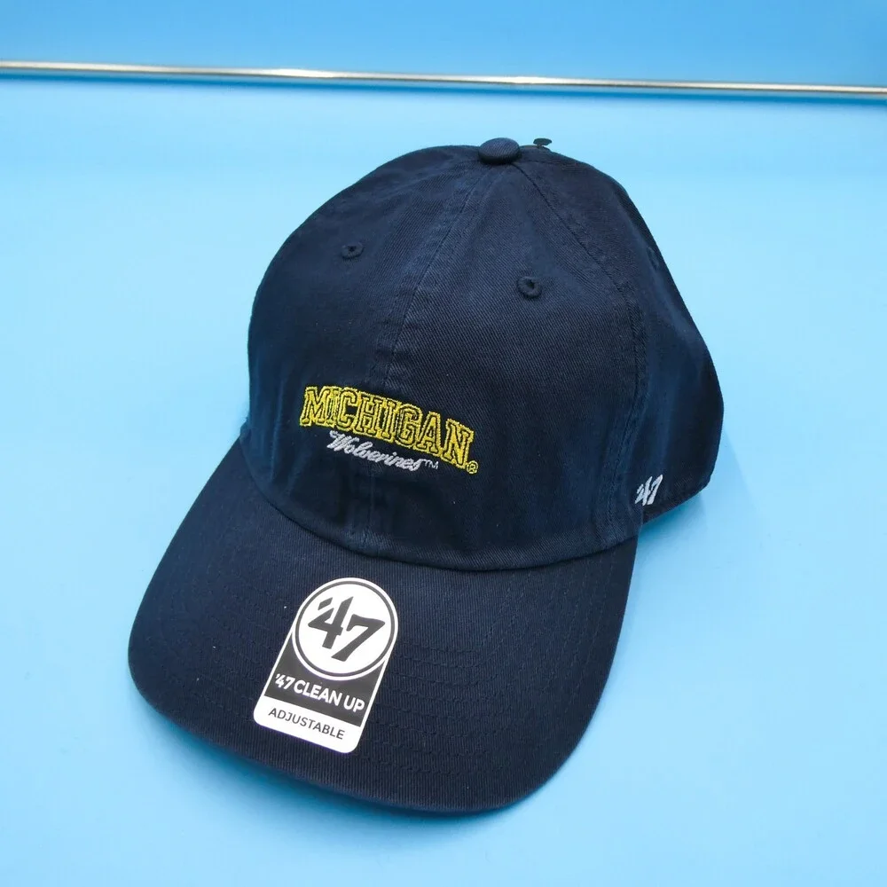 '47 Brand U of M‎ Hat Mens Navy Blue Cap Michigan Wolverines Strap College New